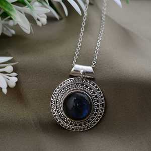 Premium Quality <b>Boho</b> Circle Pendant <b>Necklace</b> Brass Jewelry for Women Silver Plated Tribal Round Pendant for Wholesale OEM - Product Image 4