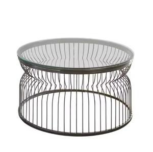Mesa de centro redonda de hierro con marco de metal duradero y superficie lisa, perfecta para decoración de cafeterías, casas y salones - Product Image 4