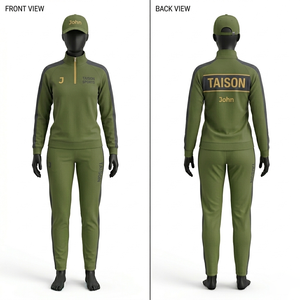 Survêtement d'entraînement de rugby pour femmes en polaire polyester GSM Premium vert olive avec empiècements aux épaules, broderie personnalisée et logo thermocollé - Product Image 1