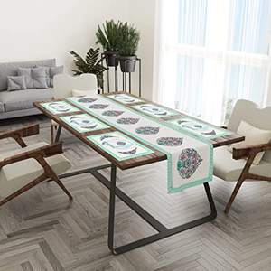 BLOCS d'Inde Turquoise Buta Coton Bloc À Main Imprimé Serviette Ensemble Chemin De Table pour Centre/Table À Manger - Product Image 2