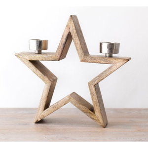 Portavelas de estrella de Metal plateado decorativo moderno con Base de madera para Decoración de mesa del hogar, decoración de boda y Navidad para el hogar - Product Image 4