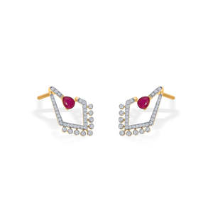 Candor 14k <b>Gold</b> Heart <b>Stud</b> <b>Earrings</b> for Women <b>Rose</b> <b>Gold</b> Plated Zircon & Moissanite Engagement Jewelry - Product Image 4