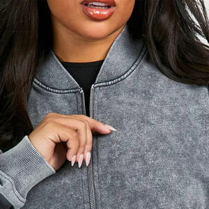 Nuevo Conjunto Deportivo Gris con Lavado Ácido y Logotipo Personalizado, Sudadera y Pantalones Deportivos para Mujer, Ropa Deportiva Transpirable de Alta Gama - Product Image 6