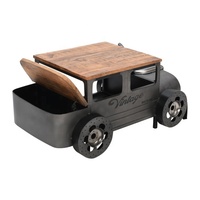 Boîte de rangement de style vintage industriel en métal et bois, style véhicule, voiture, jeep, pour le salon, décoration de la maison, table basse