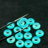 Pierres précieuses en chalcédoine aquatique en forme de beigne de 12 mm, perles lisses en forme de beigne, pierres précieuses sculptées pour la fabrication de bijoux