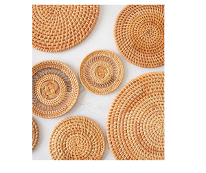 Assiette décorative vintage en rotin, ronde, durable, écologique, faite à la main pour les mariages et l'utilisation à la maison ou au restaurant, set de table en rotin - Product Image 2