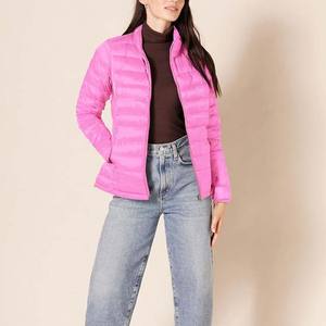 Women's Pink Puffer Jacket Lightweight Quilted Reversible Waterproof Windproof Breathable Packable <b>Zipper</b> Closure Winter Autumn - Product Image 3