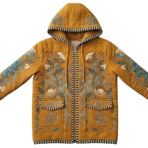 ผู้ผลิตเสื้อฮู้ดดี้แบบสั่งทำพิเศษ หนานุ่ม ทนทาน ตัดเย็บแบบวินเทจ ปักลายปะติด  ซักย้อมสีแบบแอซิดวอช  ซิปยาวเต็มตัว สำหรับผู้ชาย - Product Image 1