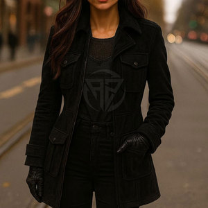 เสื้อโค้ทหนังกลับฤดูหนาวที่ทันสมัยหนังแท้ระบายอากาศได้ดีเป็นมิตรกับสิ่งแวดล้อมพร้อมเส้นสายสะอาดแบบพรีเมี่ยมให้ความรู้สึกหรูหรา - Product Image 6