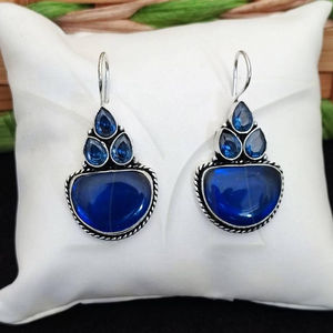 Diseñador de desgaste de forma ovalada diseño antiguo oxidado plata pulido accesorios mujeres oxidado colgante pendientes mujeres joyería conjuntos - Product Image 1