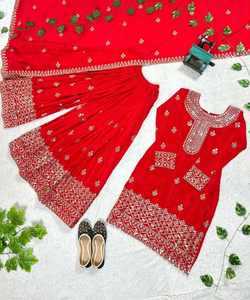 Ensemble prêt-à-porter pour soirée, haut en coton tissé Sharara avec dupatta, dernier design - Product Image 5