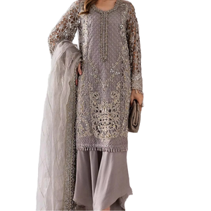 Latest Best Quality Pakistani Bridal & Party Wear Women's 3-Piece Chiffon <b>Dress</b> Salwar Kameez Collection - Product Image 1