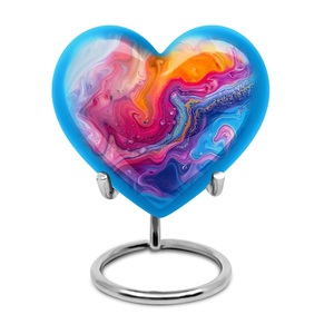 Aurora Radiance Poignées en métal étanches de couleur personnalisée Urne commémorative en forme de coeur de style américain de 10 pouces pour les cendres humaines - Product Image 1