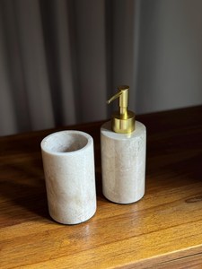 เครื่องจ่ายสบู่เหลวหินอ่อนสีขาวอุปกรณ์ห้องน้ำในร่มที่ทันสมัยสำหรับวิลล่า - Product Image 4