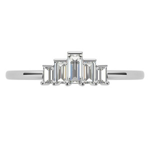 Bague de fiançailles SHREYA DIAM à 5 pierres en diamant baguette cultivé en laboratoire, sertie de griffes, plaquée or, argent 925, classique géométrique pour femme - Product Image 6