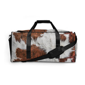 Bolso de viaje grande de piel de vaca con cierre de cremallera, bolso de mano moderno para el fin de semana - Product Image 2