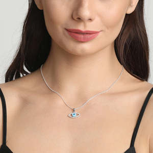 Collar con Colgante de Ojo Turco CLARA en Plata de Ley 925, con Turquesa, Zirconia y Diamantes Engastados en Bisel, Bañado en Rodio, Moderno, Regalo Perfecto - Product Image 3