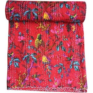Boho Chic Cotton Kantha Quilt <b>King</b> <b>Size</b> | Handmade Indian Patchwork <b>Bedspread</b> Throw - Product Image 4