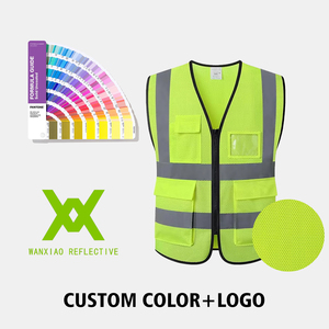 Chaleco de construcción de malla de poliéster, ropa de trabajo con múltiples bolsillos, chaqueta, ropa de seguridad reflectante, chaleco con cremallera - Product Image 6
