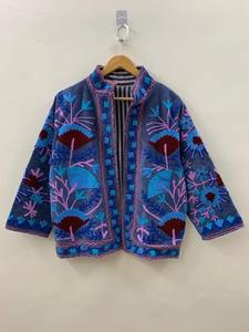 Outwear Velours Veste Courte À La Main Velours Vintage Suzani Avec Poche Hiver Veste Courte Bomber Floral Veste Pour Femmes - Product Image 4
