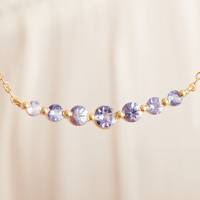Collier statement hip-hop en argent sterling 925 massif plaqué or avec pierre précieuse tanzanite violette véritable, chaîne à maillons, bijoux fins