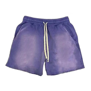 Shorts de sport d'été pour hommes, en toile tricotée unie, respirants, séchage rapide, élastiques, pour la course et l'entraînement, taille mi-haute, décontractés, coupe ample, devant ouvert - Product Image 3
