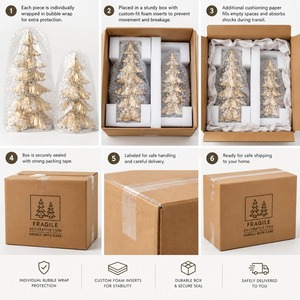 Ensemble de sapins de Noël de luxe en résine dorée, statues de pin métalliques pour table, élégant centre de table de Noël, décoration artisanale pour la maison et le salon - Product Image 3