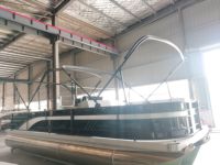 Perahu Ponton Mewah Aluminium 24ft 7.3m dengan BBQ, Speaker Stereo, Mesin Luar untuk Olahraga, Rekreasi, Memancing, Hiburan