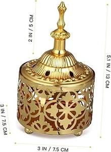 Arabic Gold Design <b>Oud</b> Incense Bakhoor <b>Burner</b> Metal Home Decor for Aromatic Sandalwood Scent - Product Image 3