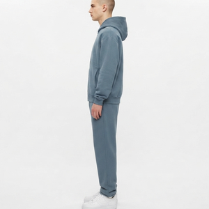 Conjunto de Sudadera con Capucha de Color Sólido para Hombre, Manga Larga, Chándal Informal, Bolsillos Laterales, Corte Regular, Algodón Grueso, Invierno - Product Image 6