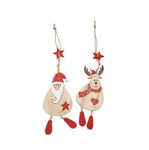 Ornements accrochants de Noël en bois faits main avec le regard traditionnel parfait pour la décoration de saison de vacances - Product Image 1