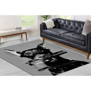 Tapis en laine imprimé patchwork Black Dog and Gun - Tapis d'intérieur personnalisé écologique, épaisseur moyenne, dos en latex - Product Image 3