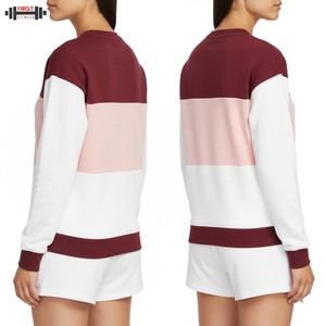 Sweat-shirt à capuche oversize en molleton de coton de haute qualité pour femme, col en V personnalisé, devant régulier, hiver - Product Image 4