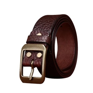 Style de rue hommes véritable peau de vache ceinture en cuir classique boucle ardillon cuir pleine fleur plaine noir marron alliage usine en gros - Product Image 6