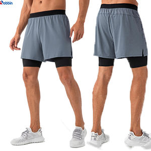 New Arrival Custom Logo 2 in 1 Running Gym <b>Shorts</b> for Men Workout Sweat <b>Short</b> <b>With</b> Inner <b>Phone</b> <b>Pocket</b> Solid Color Men's Clothing - Product Image 5