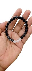 Crystal <b>bracelet</b> Black Obsidian & Rose quartz Round <b>Beads</b> <b>Bracelet</b> 8mm Stone Gemstone Fashion <b>Men</b> and Women Gift Energy - Product Image 5