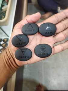 4 Elements Black Tourmaline <strong>Stones</strong> Engraved <strong>Triangle</strong> Symbols (Earth Air Fire Water) Polished Palm <strong>Stones</strong> for Gemstone Reiki