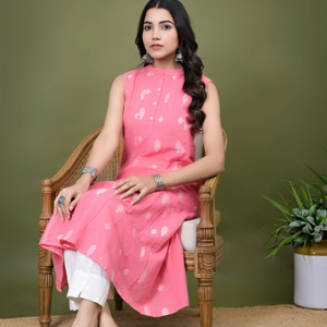 Colección Exclusiva de Diseñador: Kurtis Rama de Algodón Puro de Manga Corta Estilo Verano para Mujer, Corte A, Listos para Usar, con Estilo Étnico y a la Moda - Product Image 6