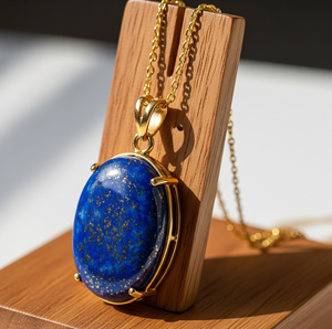 Handcrafted 925 Sterling Silver <b>Pendant</b> Necklace with <b>Lapis</b> <b>Lazuli</b> Gemstone Bezel Setting Drop Cabochon Trending Fashion Jewelry - Product Image 1