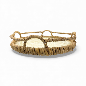 Plat décoratif artisanal en nacre avec bord en jacinthe d'eau pour servir et décorer la table, usage domestique, en provenance du Vietnam - Product Image 4