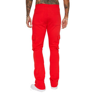 กางเกงสเวตเตอร์คาร์โก้แบบเรียงซ้อนสีแดงของผู้ชายสไตล์ลำลองเอวยางยืดแบบปรับแต่งได้ตามต้องการมากที่สุด - Product Image 5