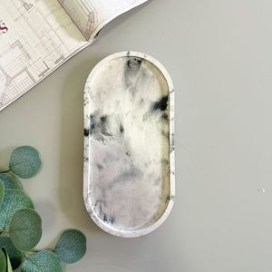 ถาดเสิร์ฟเรซินสีอำพันสีขาวพร้อมเอฟเฟกต์หินอ่อนถาดเก็บของสำหรับตกแต่ง - Product Image 2