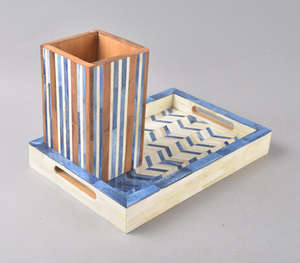 ถาดเสิร์ฟทรงสี่เหลี่ยมผืนผ้า งานฝังมุก ทำจากเรซิ่นและแผ่น MDF ผลิตในอินเดีย ขายดี ของตกแต่งบ้านที่ดีที่สุด - Product Image 6