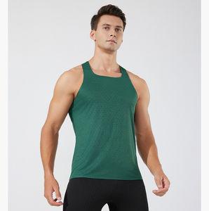 Débardeurs pour hommes personnalisés à succès, séchage rapide, respirant, anti-boulochage, coton élasthanne, col rond, impression sérigraphique OEM sur le devant - Product Image 1