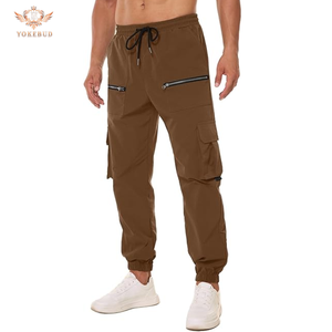 กางเกงคาร์โก้ลำลองผู้ชายคุณภาพสูง เอวยางยืด ซิปหน้า ทรงจ็อกเกอร์ ขาตรงทรงเรียว กางเกงสเวตแพนท์ กระเป๋าหลายช่อง แฟชั่น BD - Product Image 6