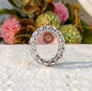Anillo de Boda Lurba Jewels de Oro Blanco Sólido de 14K con Moissanita Tallada, Anillo de Eternidad Completo con Engaste de Bisel, Apilable, Certificado, para Aniversario, para Mujer - Product Image 3