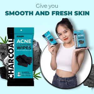 100% Bamboo Charcoal Fabric Mint Scented Feminine Anti-Acne Wipes for Women's Skin Care Ecowipes for Adults - Product Image 4