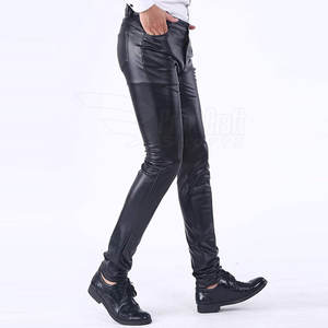 Pantalon en cuir de haute qualité, respirant, personnalisable, pour homme, décontracté, léger, couleur unie, streetwear, taille mi-haute, coupe droite - Product Image 2