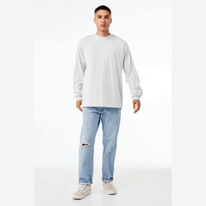 Trắng Unisex dài tay áo Áo T-shirt: 100% airlume chải kỹ và vòng quay bông, 32 đơn, 4.2 oz - Product Image 4