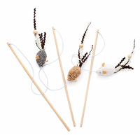 Juguete de Peluche para Gatos con Varilla de Madera y Cordón Elástico para Jugar en Interiores